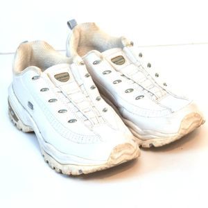Skechers Sport Sneakers Walking Comfort Shoes Womens Sz 8 White Slip On Leather